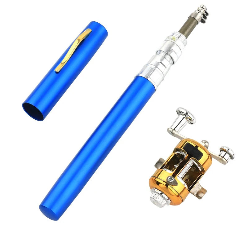 Fishing Rod Reel Combo Set Mini Telescopic Pocket Pen Fishing Rod Pole + Reel