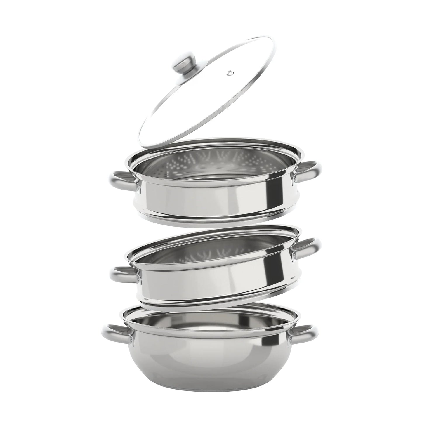 3 Tiers Stainless Steel Steamer Overlapping Steaming Pot Cookware Kitchen