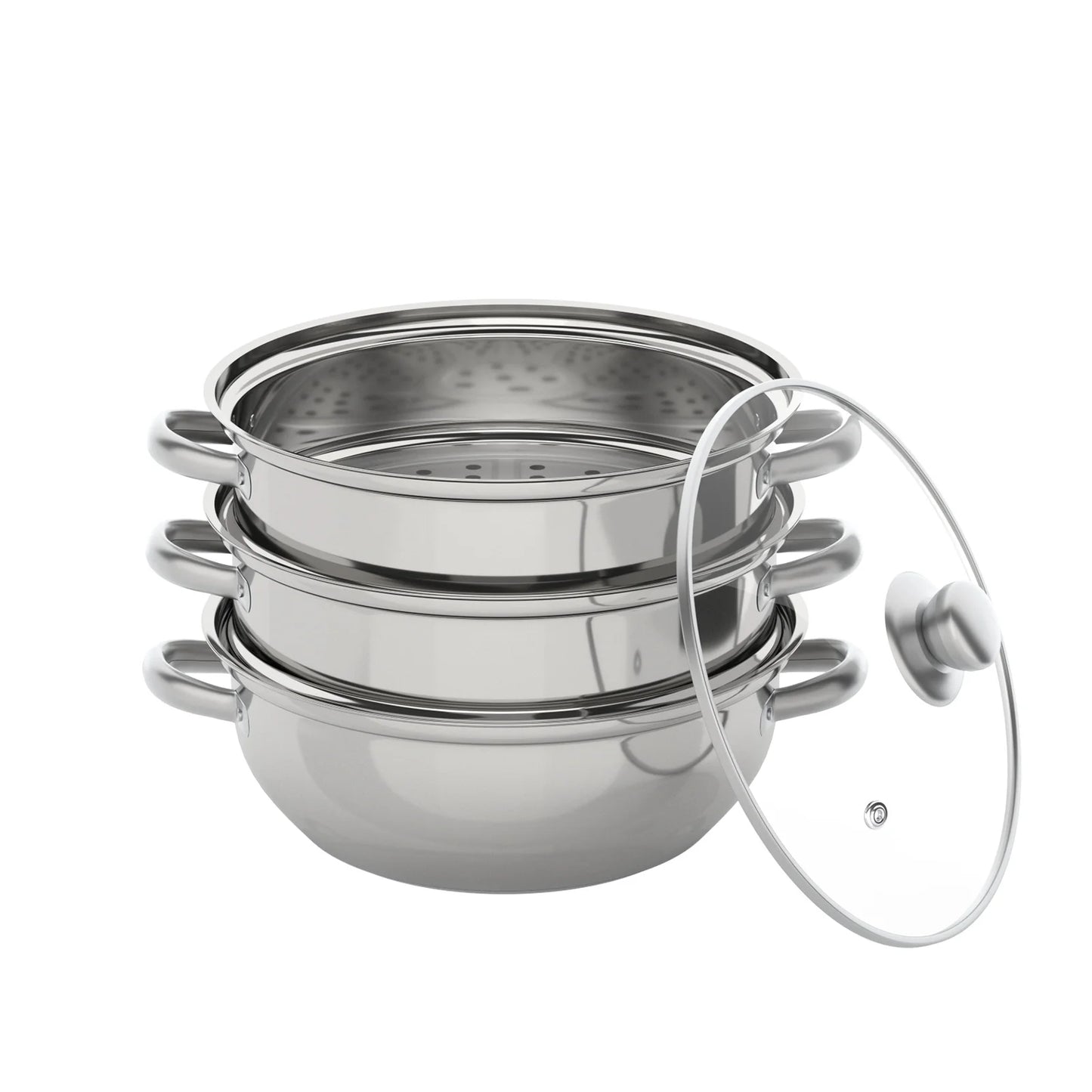 3 Tiers Stainless Steel Steamer Overlapping Steaming Pot Cookware Kitchen