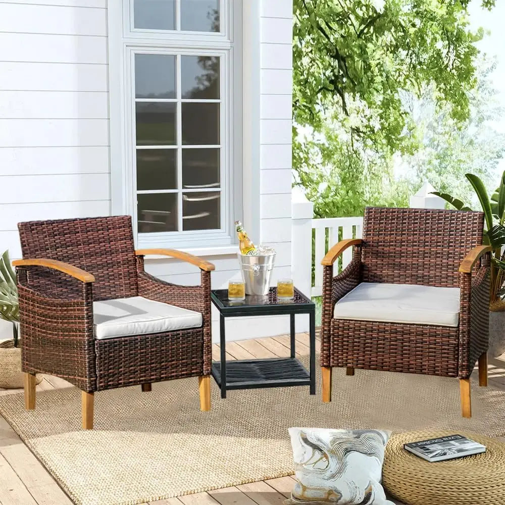 Outdoor Courtyard Furniture Set with Table, Wicker Courtyard Set for Small Tavern, 2-Piece Set