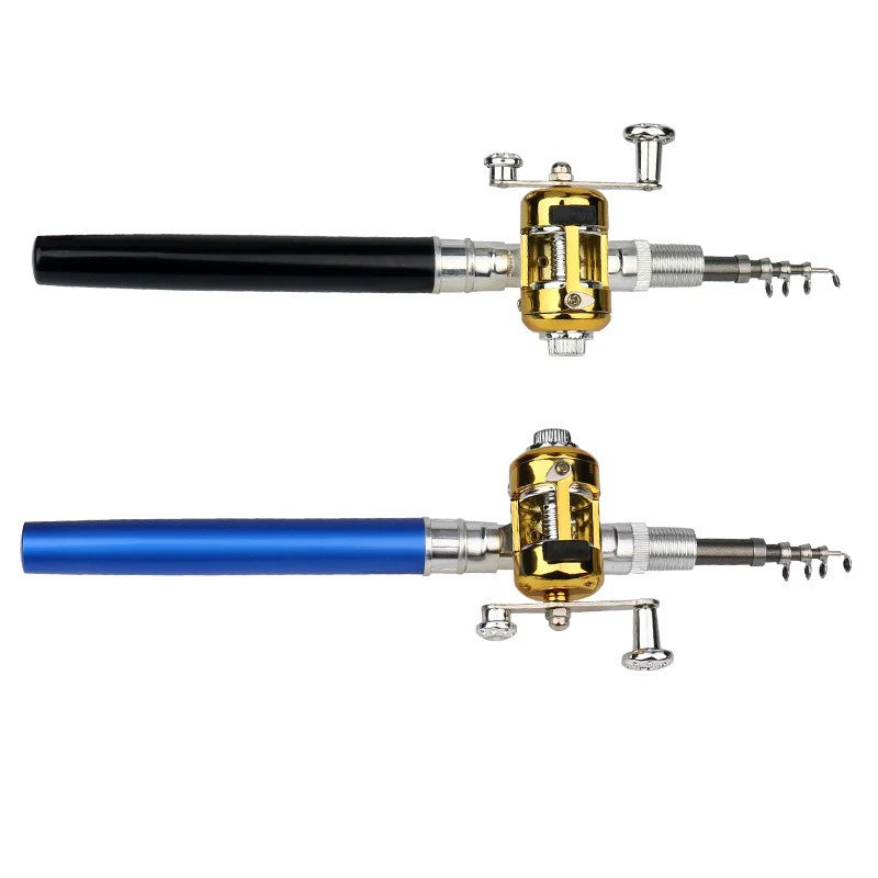 Fishing Rod Reel Combo Set Mini Telescopic Pocket Pen Fishing Rod Pole + Reel