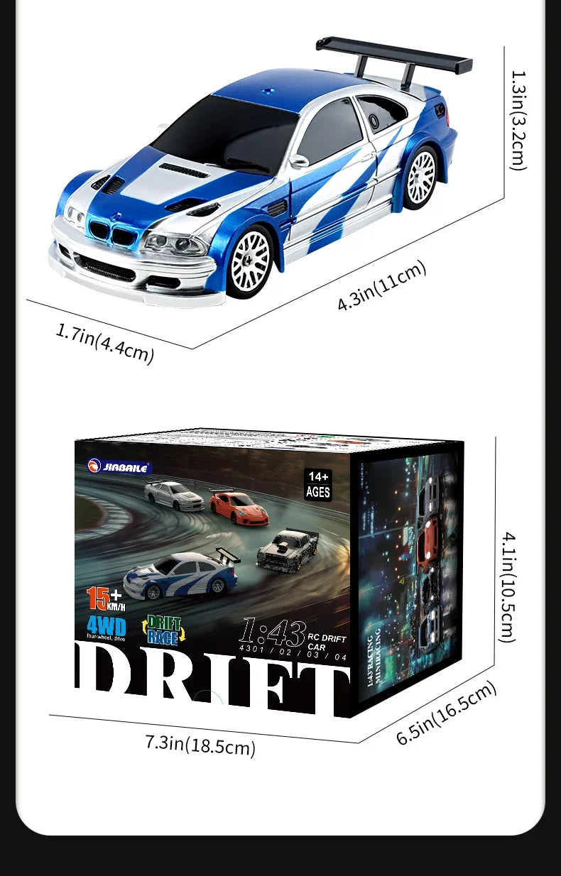 RC Drifting Car Upgraded Gyro 1/43 Racing RTR 4WD Four-wheel Drive High Speed Radio Control Model 2.4g Drift Race Car Mini Gifts