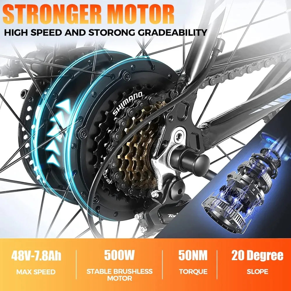 Electric Bike,26" Sunshine Commuter Ebike, 55 Miles 22MPH Electric Bicycle with 48V/374Wh Battery, LCD Display