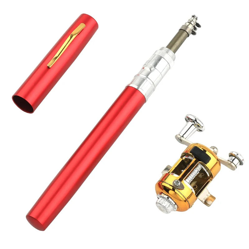 Fishing Rod Reel Combo Set Mini Telescopic Pocket Pen Fishing Rod Pole + Reel