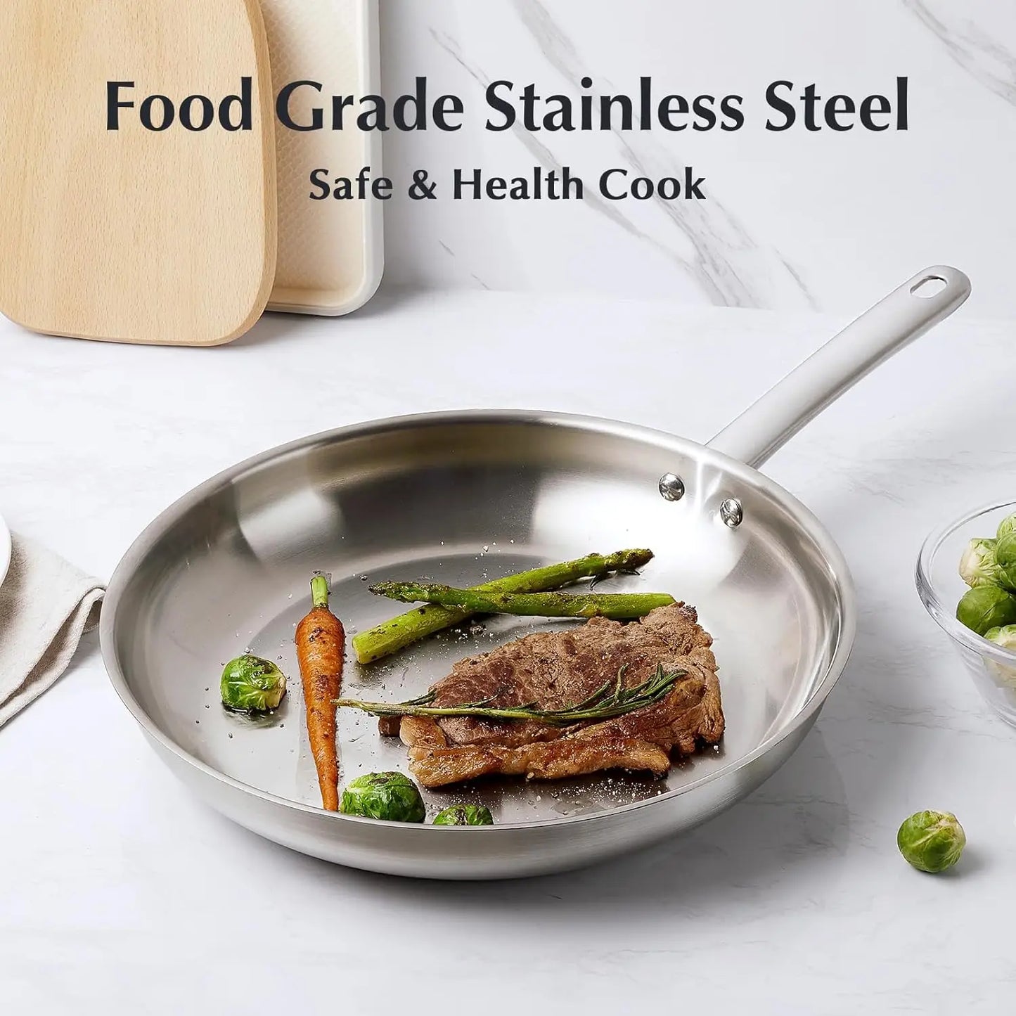 Stainless Steel Cookware Set 10pcs, All Stoves Compatible, Oven Safe