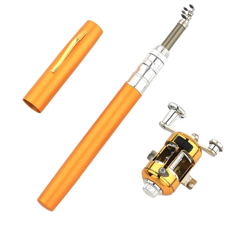 Fishing Rod Reel Combo Set Mini Telescopic Pocket Pen Fishing Rod Pole + Reel