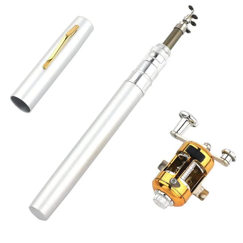 Fishing Rod Reel Combo Set Mini Telescopic Pocket Pen Fishing Rod Pole + Reel