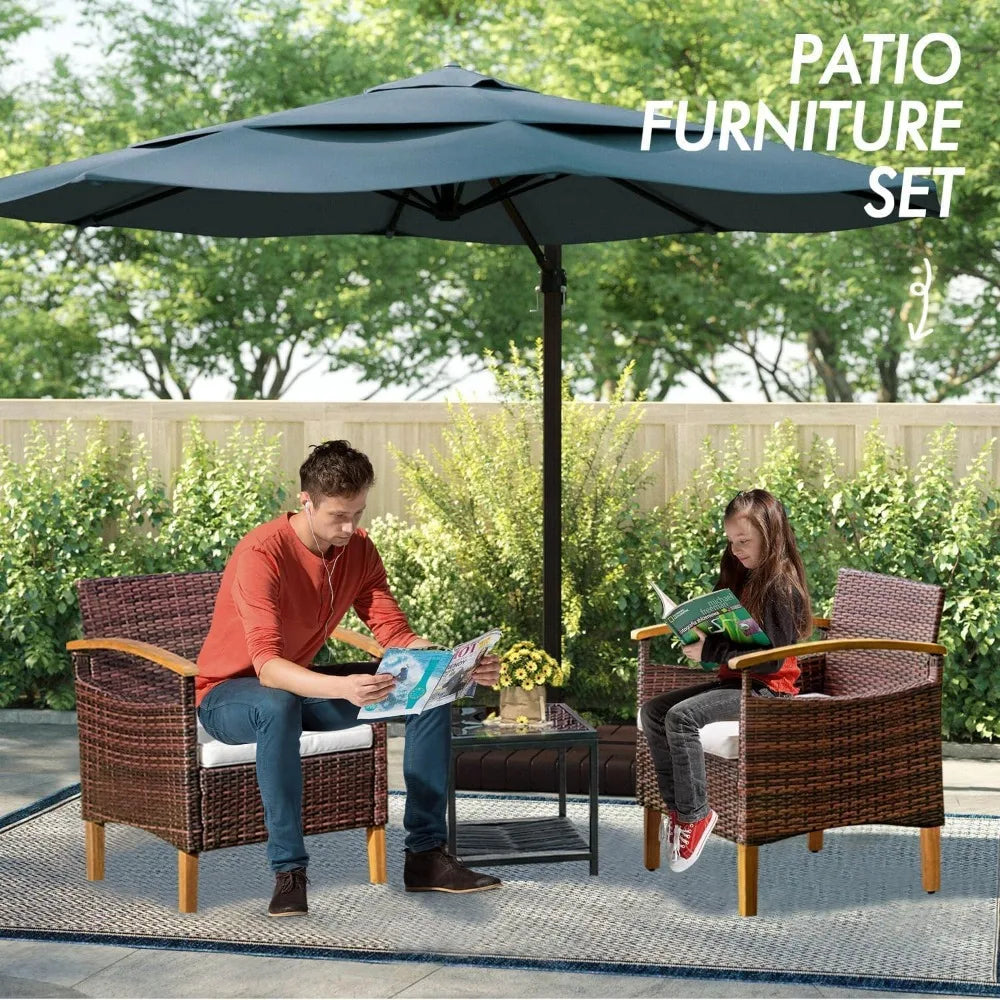 Outdoor Courtyard Furniture Set with Table, Wicker Courtyard Set for Small Tavern, 2-Piece Set