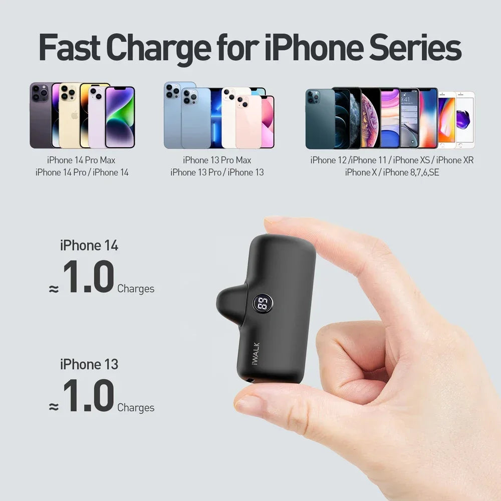 Portable Charger for iPhone All models: Mini 20W 4800mAh Wireless Power Bank Fast Charging