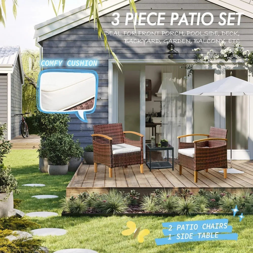 Outdoor Courtyard Furniture Set with Table, Wicker Courtyard Set for Small Tavern, 2-Piece Set