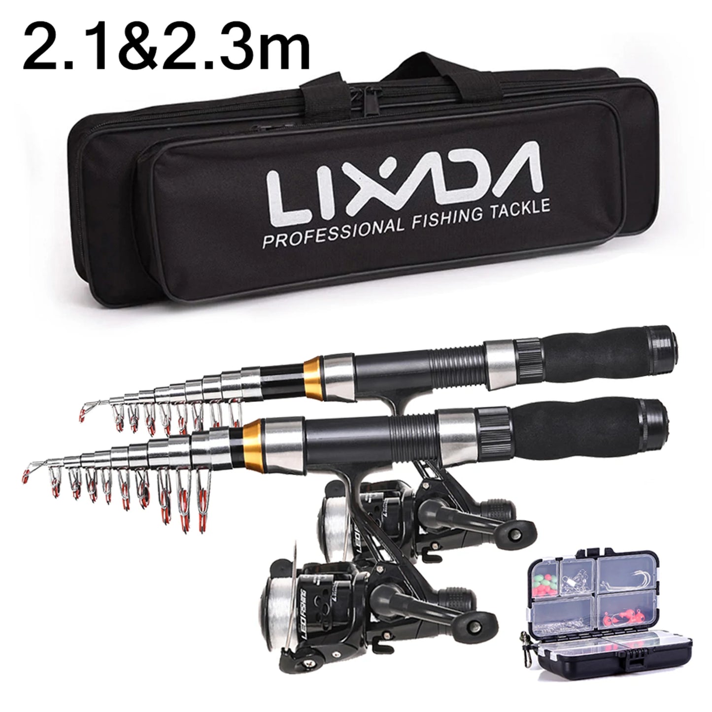 Telescopic Fishing Rod Reel Combo Full Kit Carbon Fiber Rod Pole Spinning Reel Fishing Bag Case Gear Set