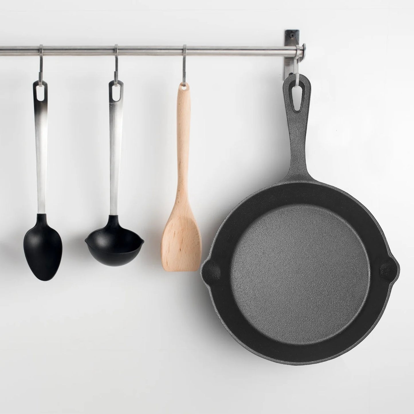 3Pcs Pre-Seasoned Cast Iron Skillet Set 6/8/10in Heat-Resistant Frying Pan