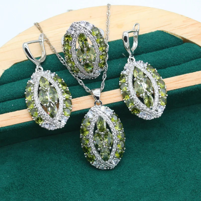 Luxurious Purple Amethyst 925 Sterling Silver Jewelry set for Women Bracelet Earrings Necklace pendant Ring Birthday Gift