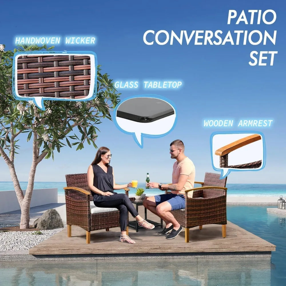 Outdoor Courtyard Furniture Set with Table, Wicker Courtyard Set for Small Tavern, 2-Piece Set