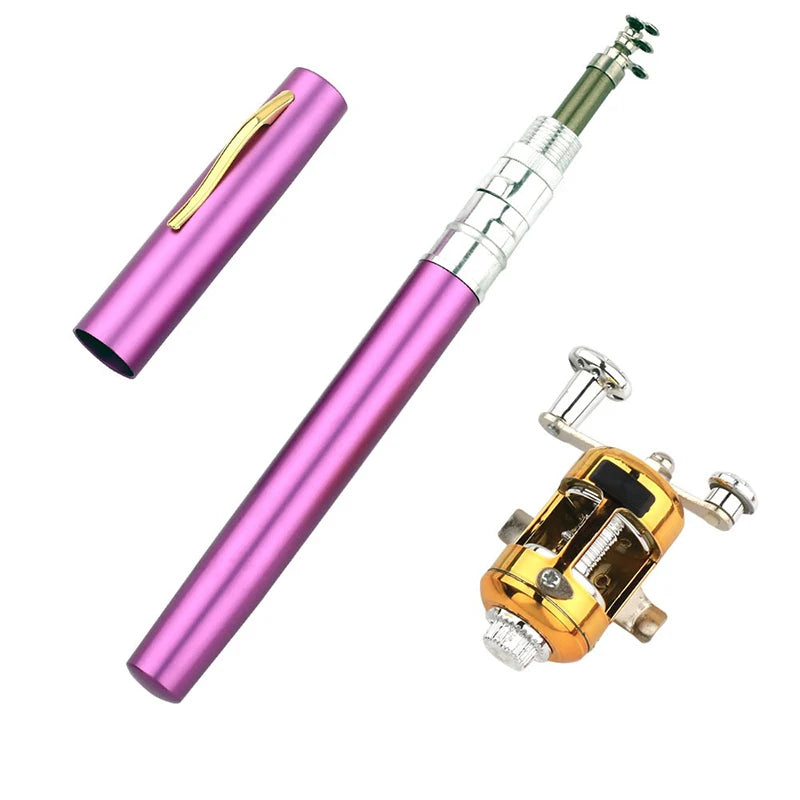 Fishing Rod Reel Combo Set Mini Telescopic Pocket Pen Fishing Rod Pole + Reel