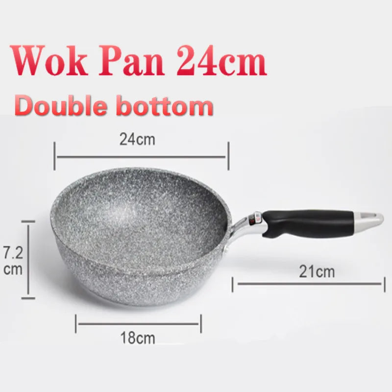 Durable Stone Frying Pan Non-stick Ceramic Pot Induction Fryer Steak Cooking Gas Stove Skillet Cookware Tool for Kitchen Set