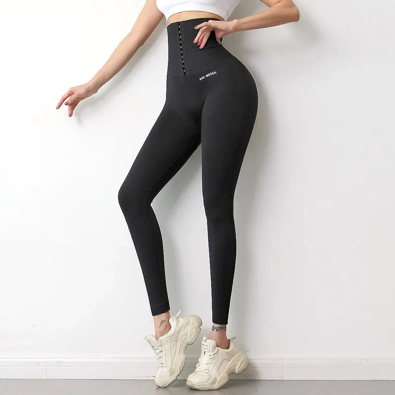 Sports Seamless Postpartum High Corset Leggings Women Push Up Running Workout Gym  Pants