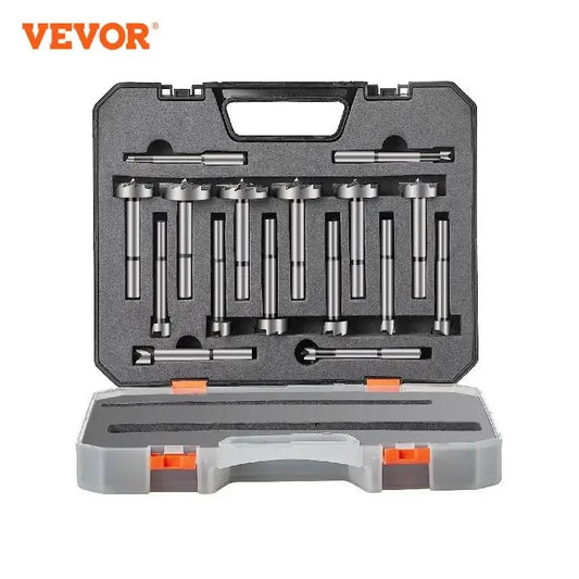 16 Pcs Forstner Bit Set 1/4" to 1-5/8" Carbon Steel with Drill Bit for Wood Composite Board