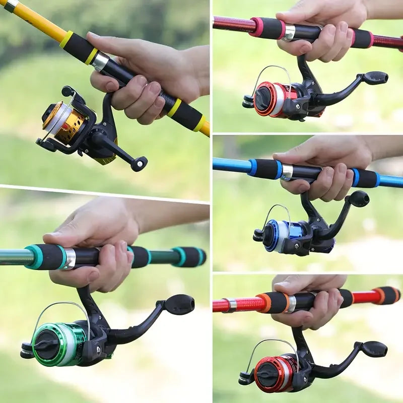 Spinning Fishing Pole Set 1.8M Portable Telescopic Rod with 5.2:1 Fishing Reel Max Drag 5kg Full Fishing Kit