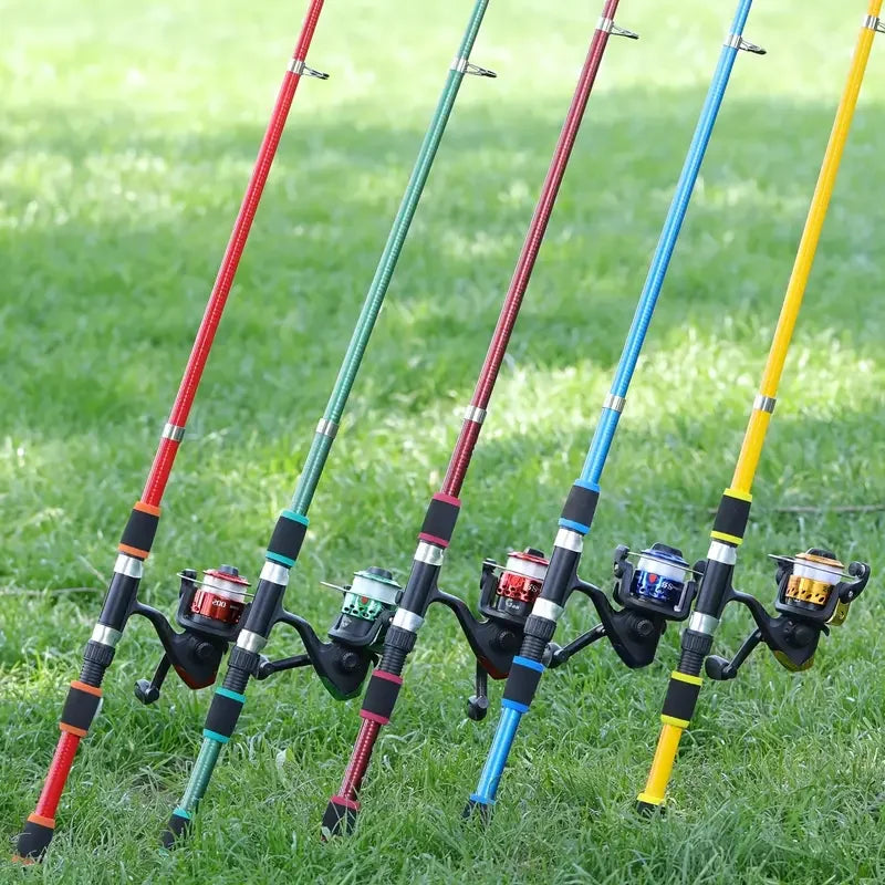 Spinning Fishing Pole Set 1.8M Portable Telescopic Rod with 5.2:1 Fishing Reel Max Drag 5kg Full Fishing Kit