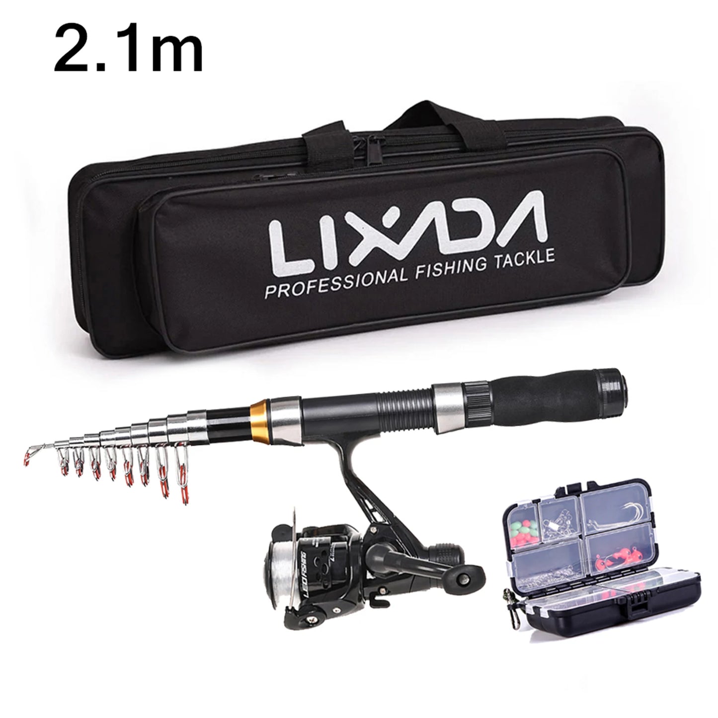 Telescopic Fishing Rod Reel Combo Full Kit Carbon Fiber Rod Pole Spinning Reel Fishing Bag Case Gear Set