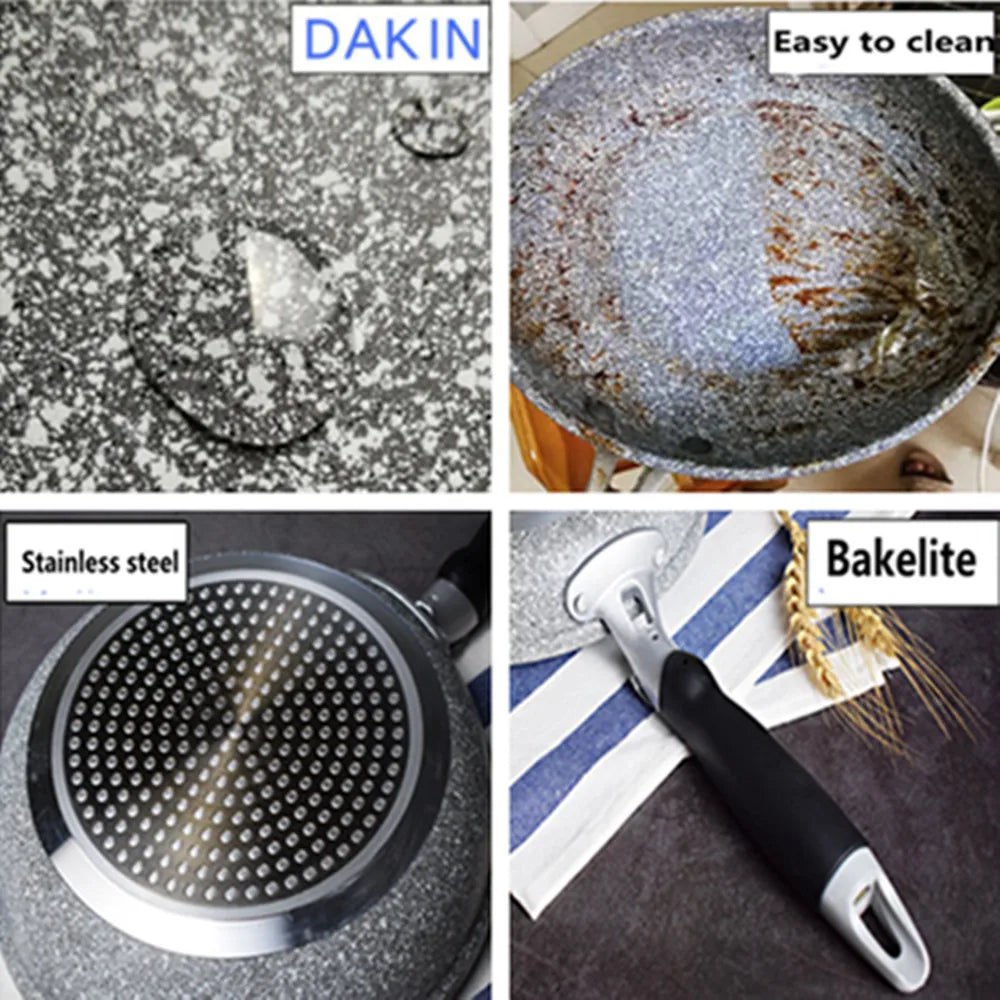 Durable Stone Frying Pan Non-stick Ceramic Pot Induction Fryer Steak Cooking Gas Stove Skillet Cookware Tool for Kitchen Set