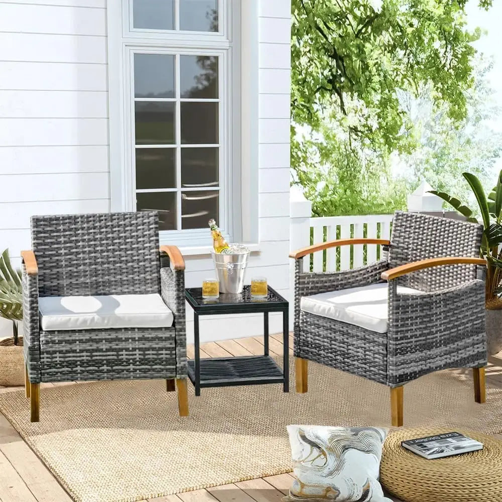 Outdoor Courtyard Furniture Set with Table, Wicker Courtyard Set for Small Tavern, 2-Piece Set