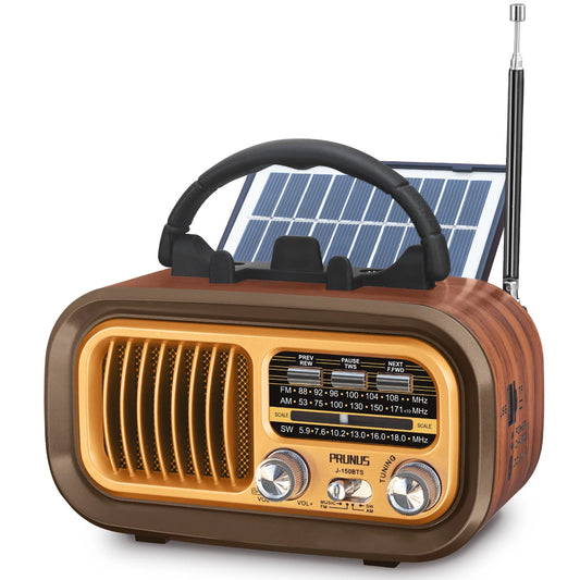 Vintage Radio Bluetooth, PSolar/Battery Operated Radio/Rechargeable Radio
