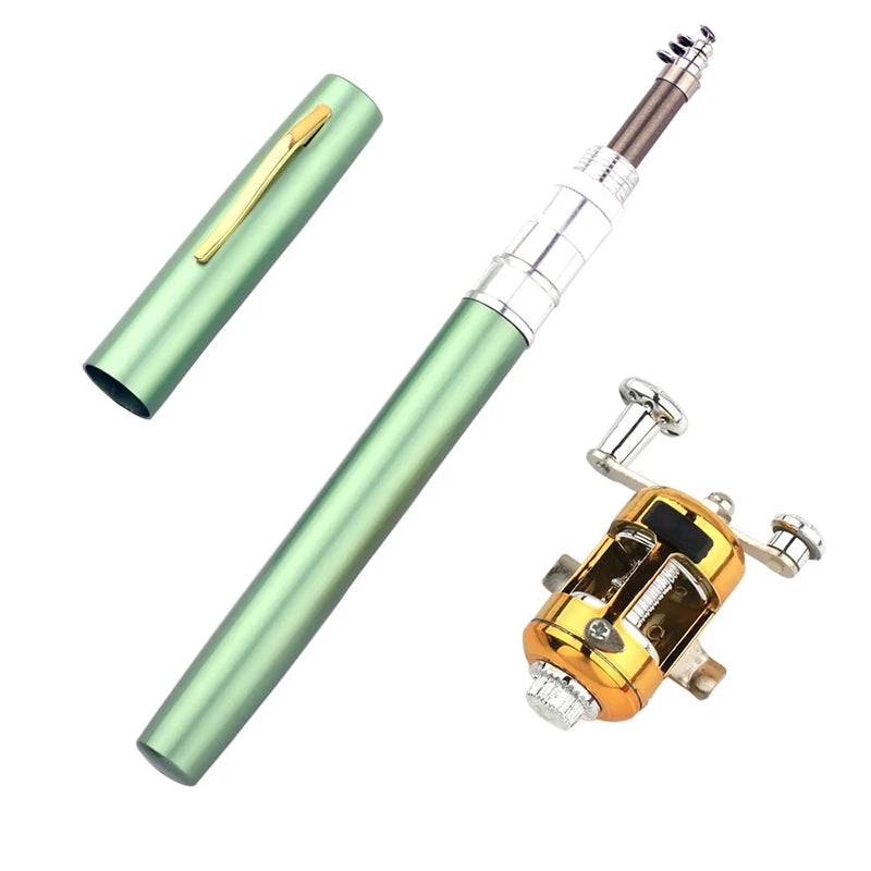 Fishing Rod Reel Combo Set Mini Telescopic Pocket Pen Fishing Rod Pole + Reel