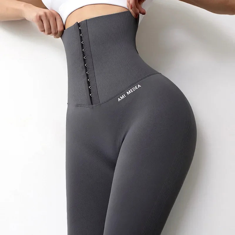 Sports Seamless Postpartum High Corset Leggings Women Push Up Running Workout Gym  Pants