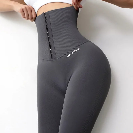 Sports Seamless Postpartum High Corset Leggings Women Push Up Running Workout Gym  Pants