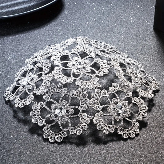 TBride Headwear Rhinestone Glass Formal Hat Marry Flower Formal Hat Glass Wedding Dress Bride Hair Decorate