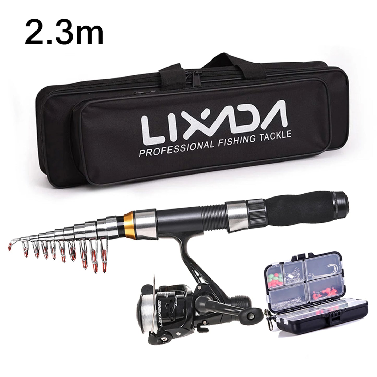 Telescopic Fishing Rod Reel Combo Full Kit Carbon Fiber Rod Pole Spinning Reel Fishing Bag Case Gear Set