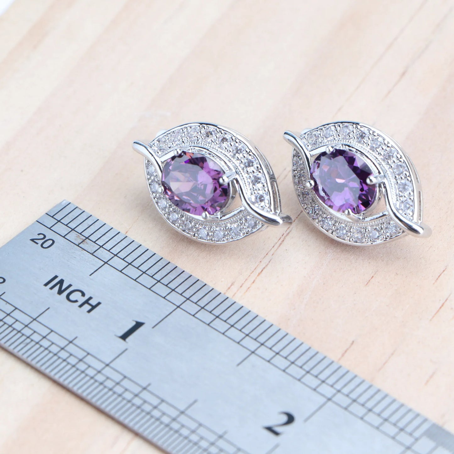 Purple Zircon Silver 925 Jewelry Sets Bridal Earrings Charms Bracelets For Women Ring Pendant Necklace Set Wedding Jewelry