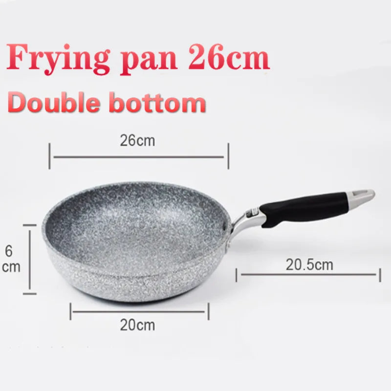 Durable Stone Frying Pan Non-stick Ceramic Pot Induction Fryer Steak Cooking Gas Stove Skillet Cookware Tool for Kitchen Set