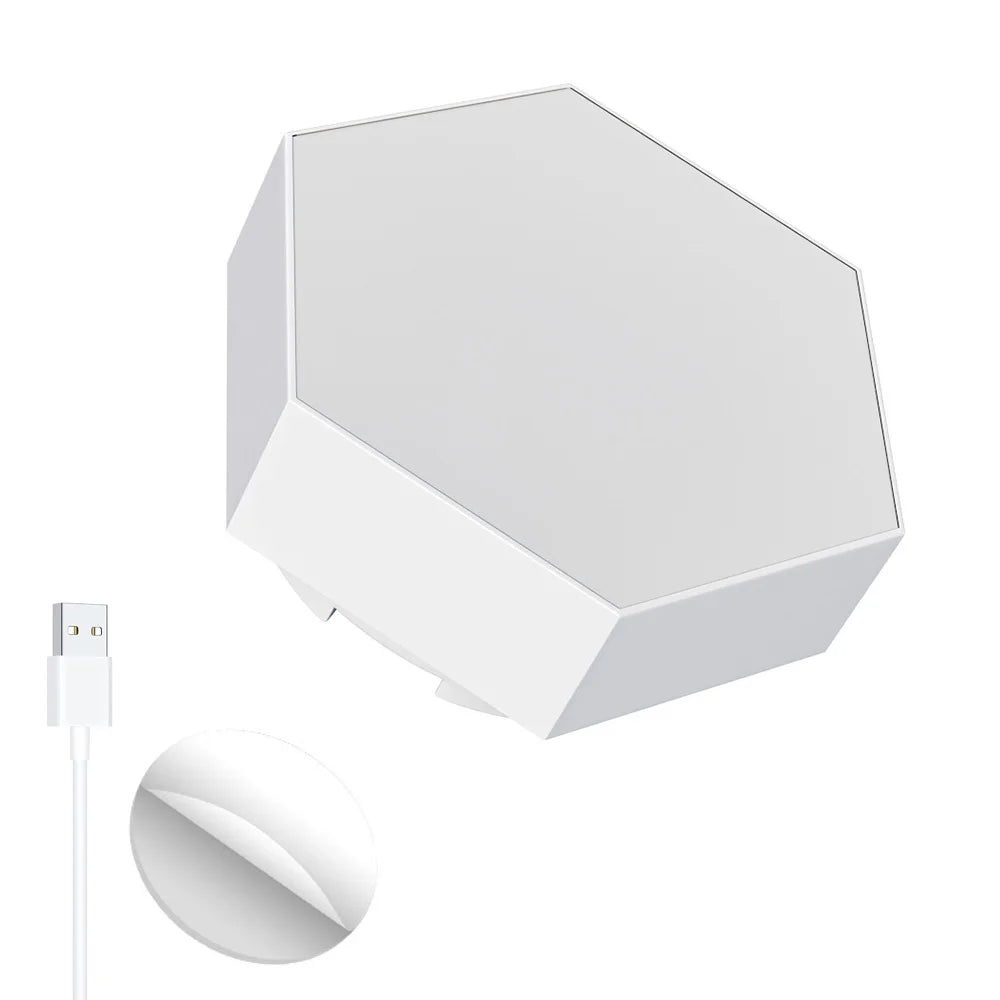 Remote Control Hexagon Wall Lights Smart Wall-Mounted Touch-Sensitive DIY Geometric Modular Gaming Room Decor RGB Night Lights