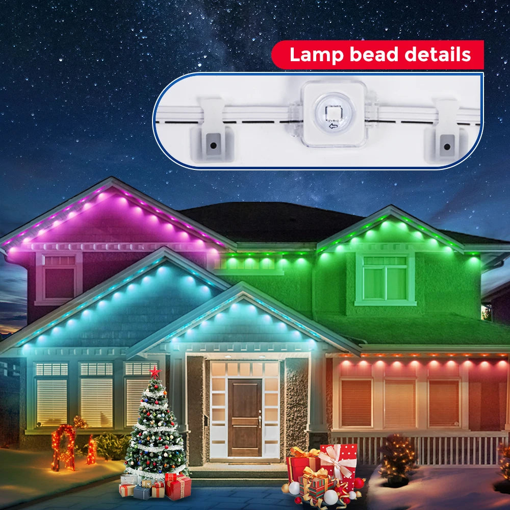 Permanent Outdoor Lights, Smart RGB Northern Lights , 100ft with 60 LED Eaves Lights IP68 Waterproof for Christmas Party Holiday