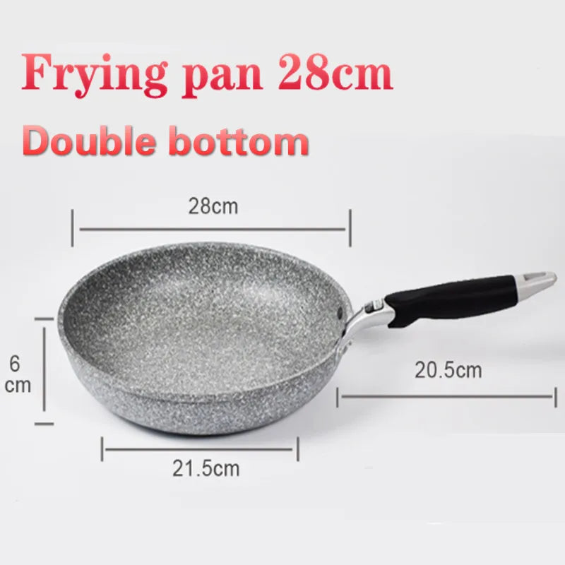 Durable Stone Frying Pan Non-stick Ceramic Pot Induction Fryer Steak Cooking Gas Stove Skillet Cookware Tool for Kitchen Set