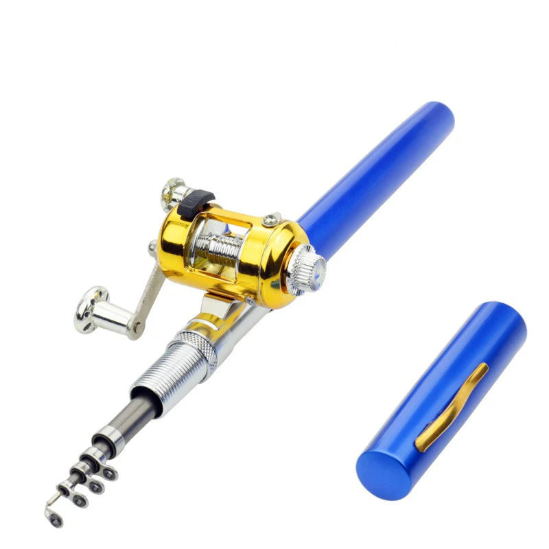 Fishing Rod Reel Combo Set Mini Telescopic Pocket Pen Fishing Rod Pole + Reel